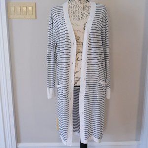 LAST CHANCE! -- Black & White Stripe Long Light Weight Cardigan